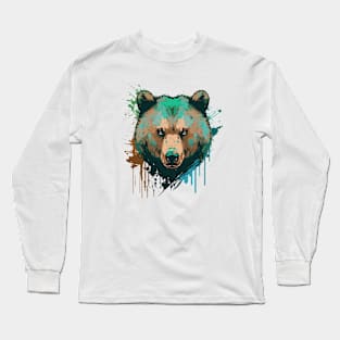 Graffiti Paint Grizzly Bear Creative Long Sleeve T-Shirt